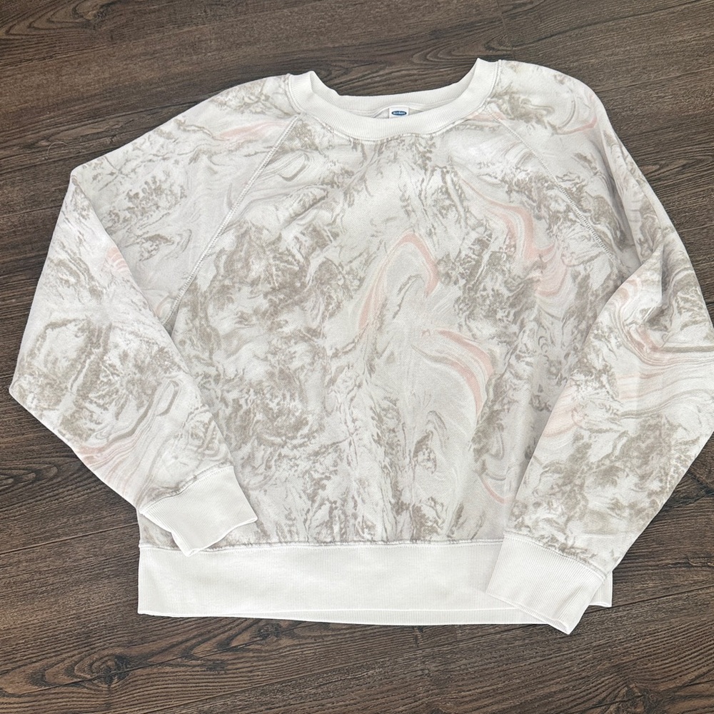 Old Navy gray and pink camo drop shoulder crewneck sweatshirt Large